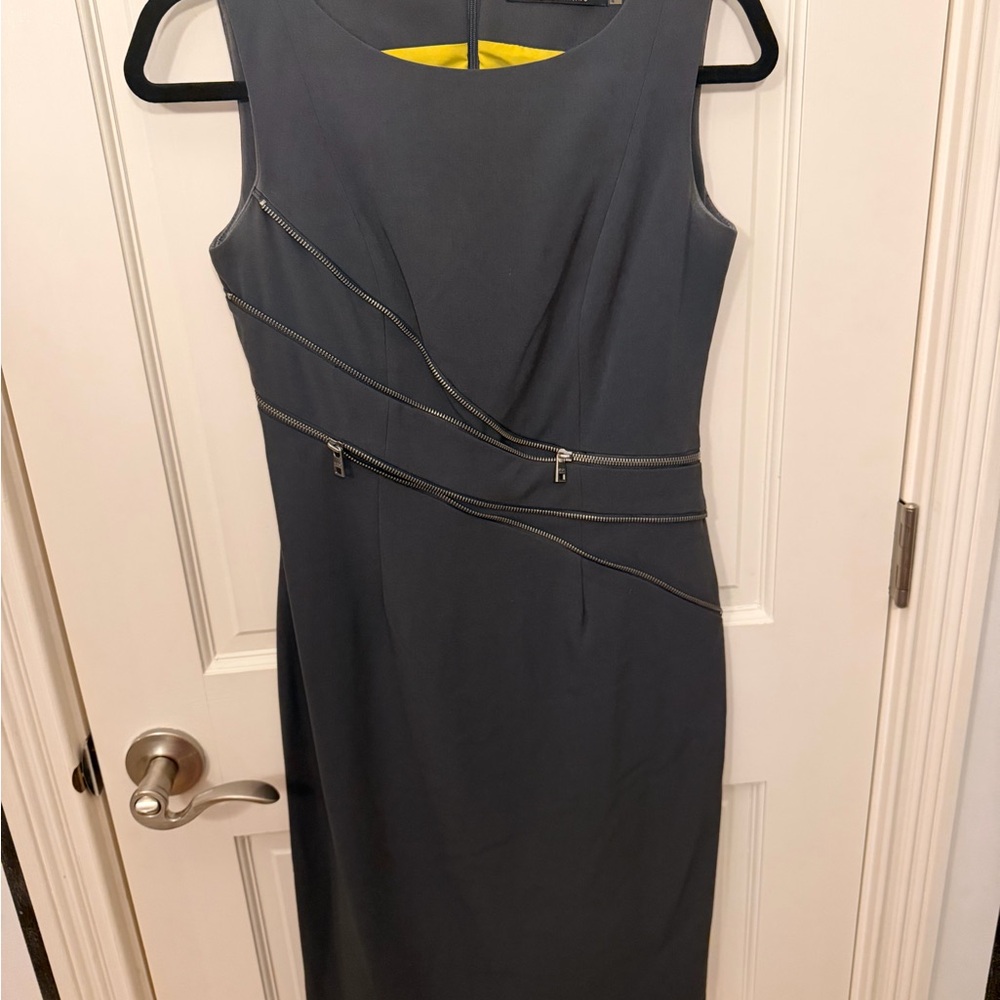 Marc New York Gray Midi Dress with Zipper Detail